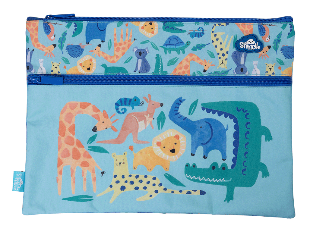 Spencil Safari Puzzle A4 Twin Zip Pencil Case