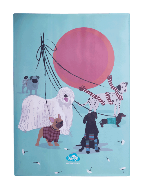 Front view of Scrapbook Spencil Pooches on Parade Blue Book Cover