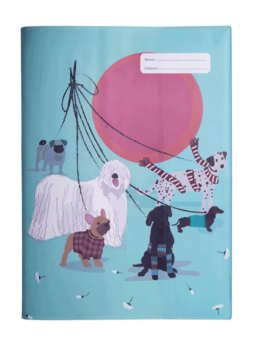 Front view of Scrapbook Spencil Pooches on Parade Blue Book Cover