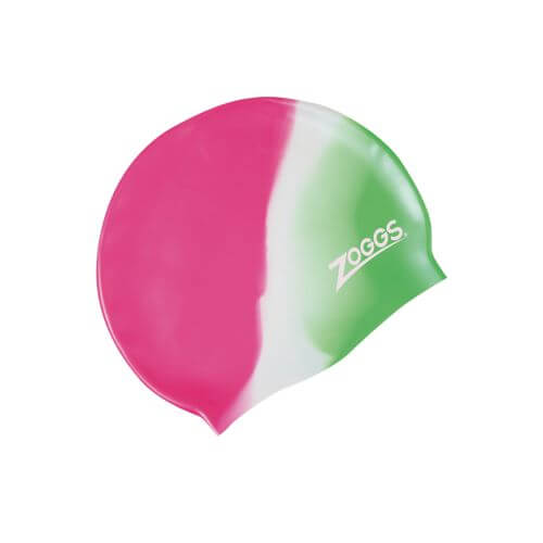 Zoggs Junior Silicone Pink/White/Green Swimming Cap