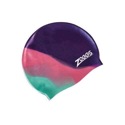 Zoggs Junior Silicone Purple/Pink/Aqua Swimming Cap