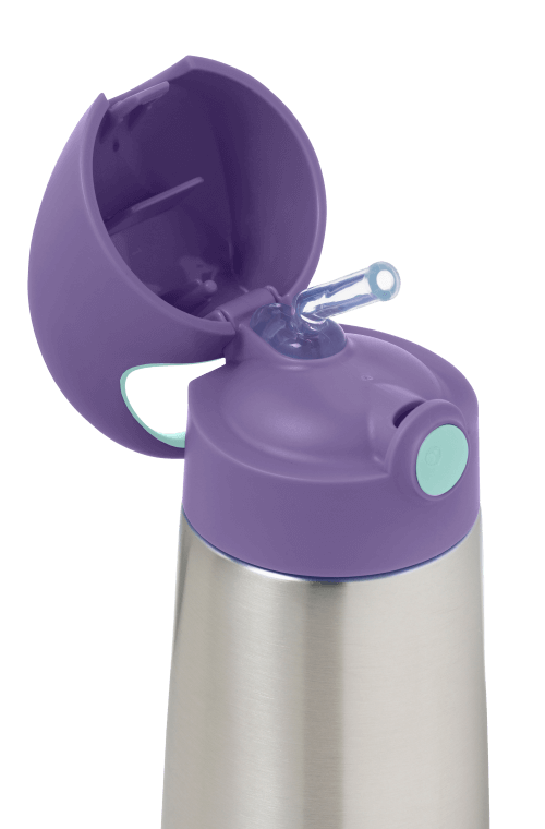 Open lid view of large b.box lilac pop water bottle 500ml