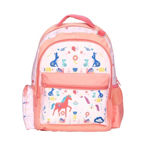 Front view of small spencil unicornia back pack